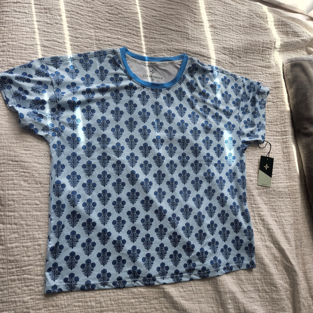 Blue Patterned  tuckernuck set top and skirt